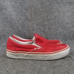 Vans Shoes Womens 8.5 Classic Slip On Sneakers Red Canvas Casual Skate Retro